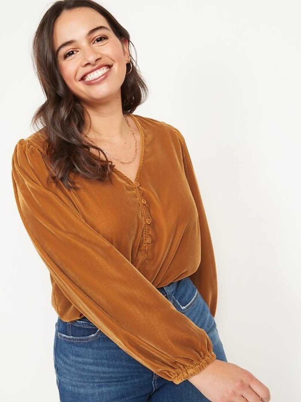 Old Navy NWT Long Sleeve V-Neck Velvet Blouse Size 2X